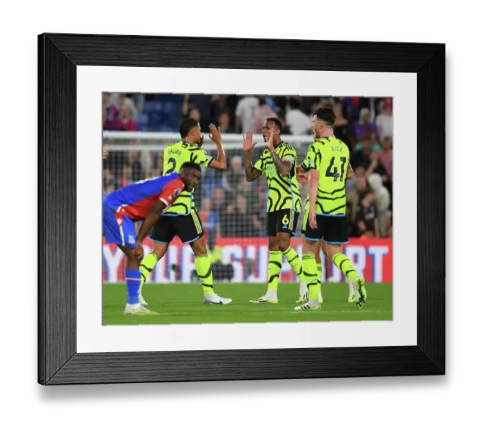 Framed Print : Arsenal's Defensive Duo Celebrate Win Against Crystal Palace in 2023-24 Premier League Framed Print : Arsenal's Defensive Duo Celebrate Win Against Crystal Palace in 2023-24 Premier League