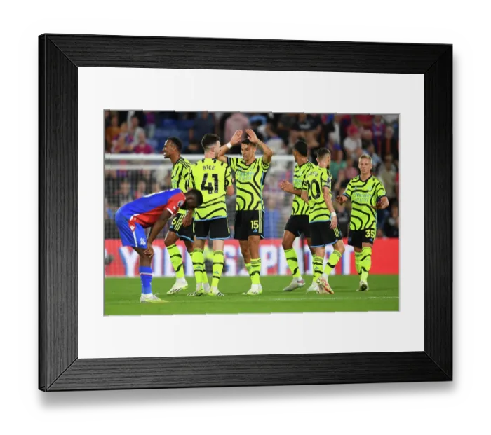 Framed Print : Arsenal Celebrates Premier League Win: Jakub Kiwior and Declan Rice Embrace in Triumph over Crystal Palace Framed Print : Arsenal Celebrates Premier League Win: Jakub Kiwior and Declan Rice Embrace in Triumph over Crystal Palace