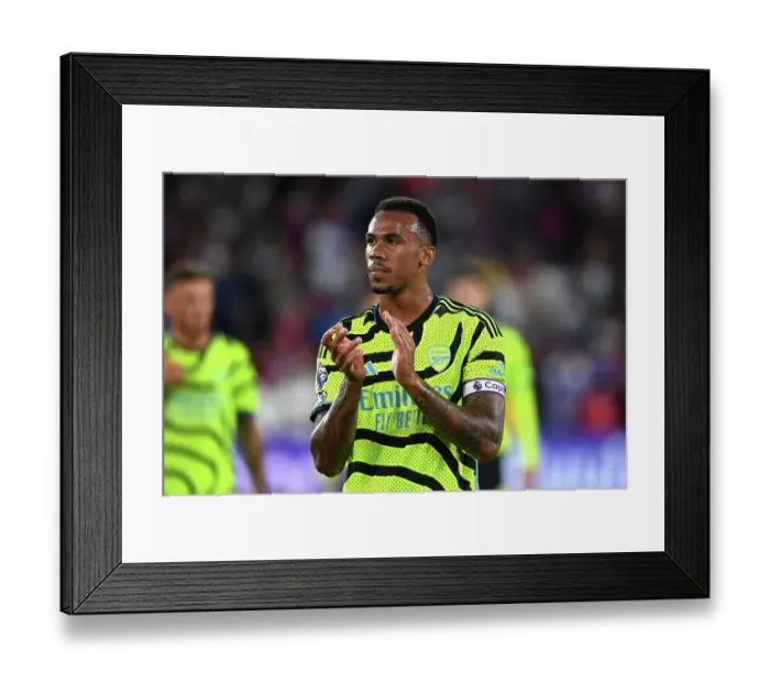 Framed Print : Gabriel Applauds Arsenal Fans: Crystal Palace vs Arsenal FC - Premier League 2023-24