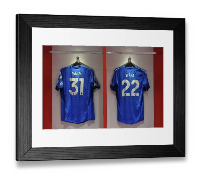 Framed Print : Arsenal FC vs Fulham FC: Pre-Match Shirt Display at Emirates Stadium (2023-24)