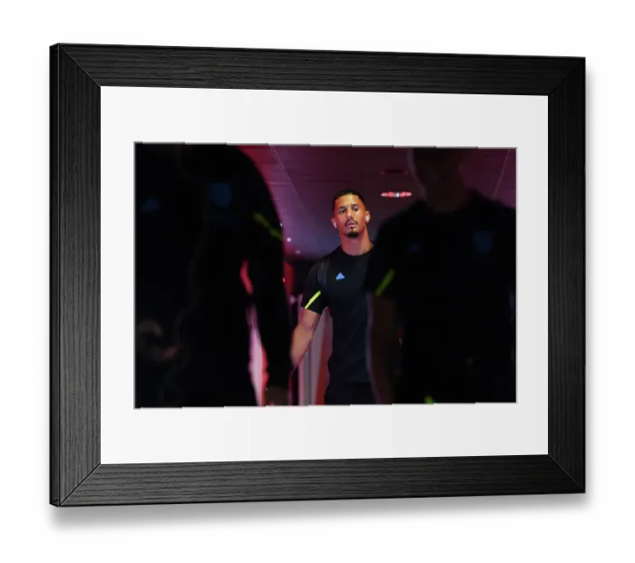 Framed Print : Arsenal's William Saliba Arrives at Emirates Stadium Ahead of Arsenal v Fulham Premier League Clash (2023-24) Framed Print : Arsenal's William Saliba Arrives at Emirates Stadium Ahead of Arsenal v Fulham Premier League Clash (2023-24)