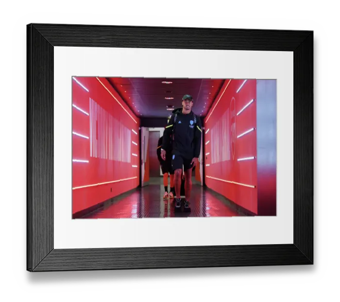 Framed Print : Arsenal's Gabriel Arrives at Emirates Stadium Ahead of Arsenal v Fulham Premier League Clash (2023-24)