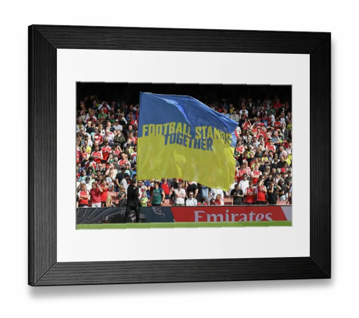Framed Print : Arsenal vs Fulham: Premier League Clash with Ukraine Solidarity at Emirates Stadium Framed Print : Arsenal vs Fulham: Premier League Clash with Ukraine Solidarity at Emirates Stadium