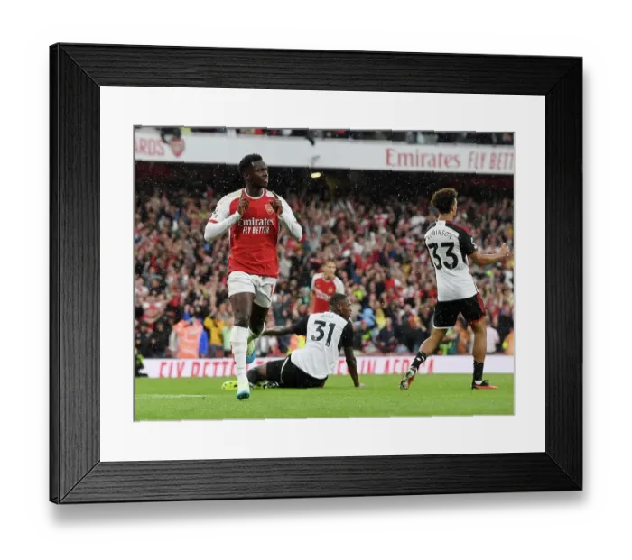 Framed Print : Arsenal's Nketiah Scores Second Goal: Arsenal FC Triumphs Over Fulham (2023-24) Framed Print : Arsenal's Nketiah Scores Second Goal: Arsenal FC Triumphs Over Fulham (2023-24)