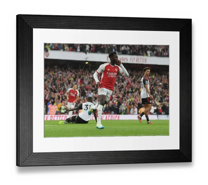 Framed Print : Arsenal's Eddie Nketiah Scores Second Goal in Arsenal's Victory over Fulham (2023-24)
