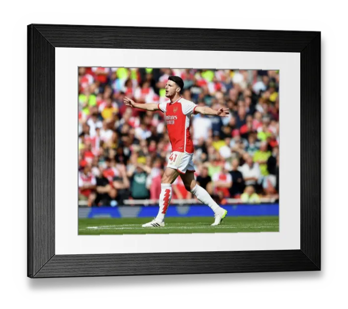 Framed Print : Arsenal's Declan Rice Reacts During Arsenal vs. Fulham Premier League Clash (2023-24)