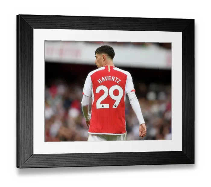 Framed Print : Arsenal's Kai Havertz Focuses Ahead of Arsenal v Fulham Premier League Clash (2023-24)