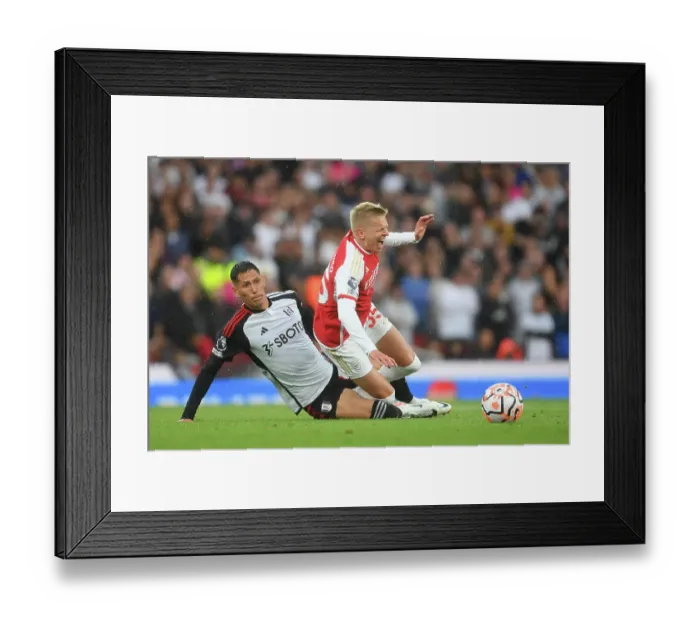 Framed Print : Arsenal vs Fulham: Zinchenko Faces Off Against Lukic in Premier League Clash (2023-24)