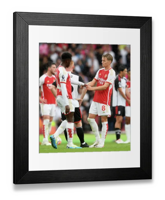 Framed Print : Arsenal's Martin Odegaard and Eddie Nketiah Connect Amidst Premier League Action: Arsenal FC vs Fulham FC (2023-24) Framed Print : Arsenal's Martin Odegaard and Eddie Nketiah Connect Amidst Premier League Action: Arsenal FC vs Fulham FC (2023-24)