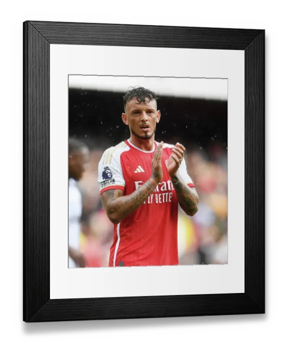 Framed Print : Arsenal's Ben White Applauding Fans: Arsenal FC vs Fulham FC, Premier League 2023-24