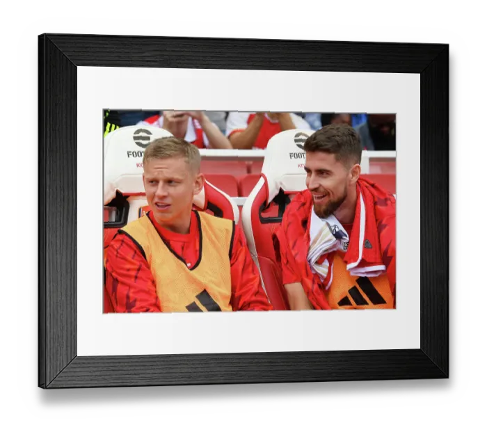 Framed Print : Arsenal FC: Zinchenko and Jorginho's Reaction on the Bench Before Arsenal v Fulham (2023-24) Framed Print : Arsenal FC: Zinchenko and Jorginho's Reaction on the Bench Before Arsenal v Fulham (2023-24)