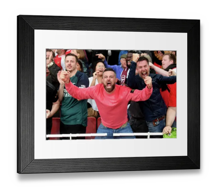 Framed Print : Arsenal Fans in Full Throttle: A Premier League Victory Celebration against Fulham FC (2023-24)