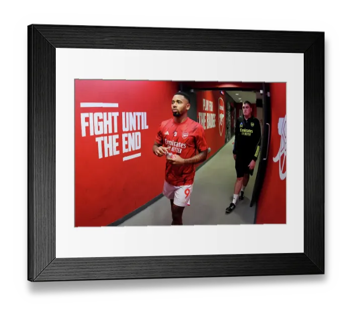 Framed Print : Arsenal's Gabriel Jesus Prepares for Kickoff: Arsenal FC vs. Fulham FC, Premier League 2023-24
