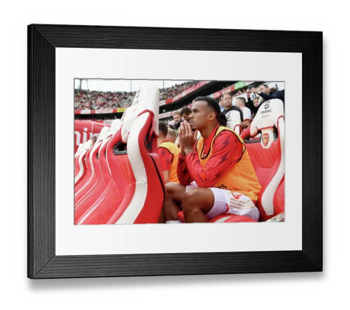Framed Print : Arsenal's Gabriel Awaits Action: Arsenal FC vs Fulham FC, Premier League 2023-24