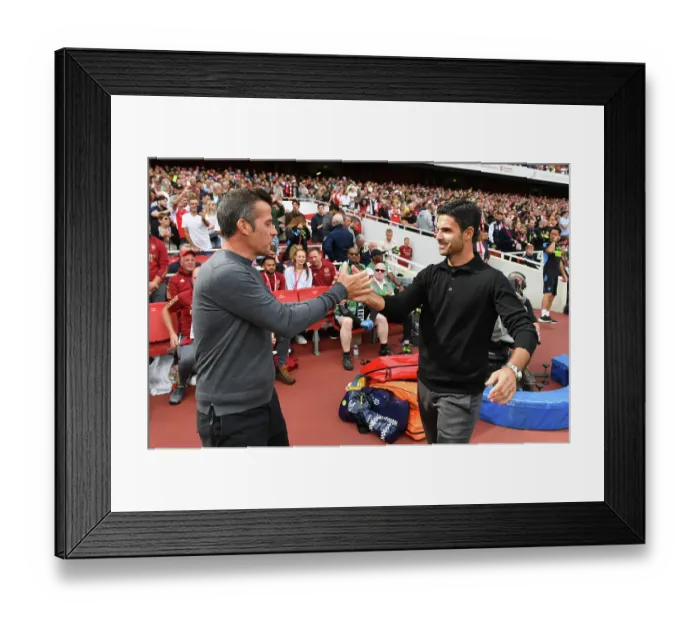 Framed Print : Arsenal vs. Fulham: Mikel Arteta and Marco Silva Exchange Pre-Match Greetings (2023-24)
