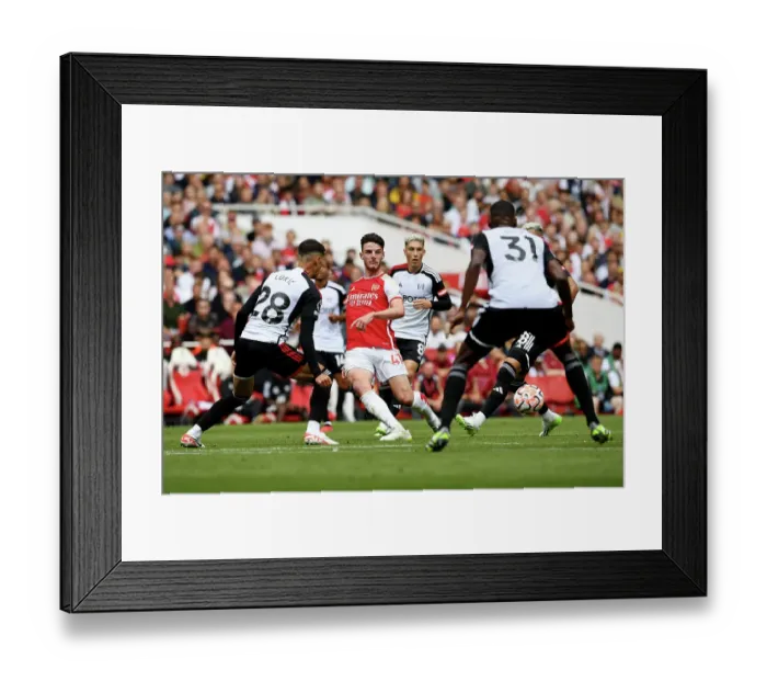 Framed Print : Arsenal vs. Fulham: Rice Controls the Midfield in 2023-24 Premier League Clash Framed Print : Arsenal vs. Fulham: Rice Controls the Midfield in 2023-24 Premier League Clash