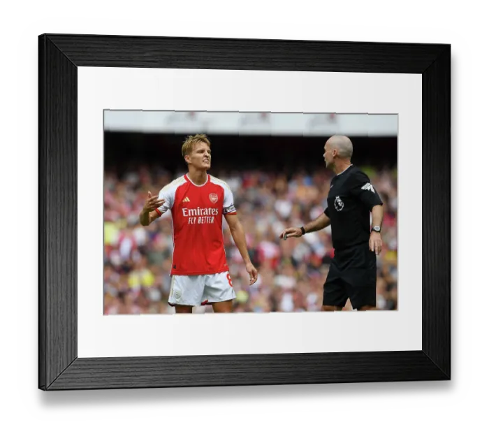 Framed Print : Arsenal's Disallowed Goal: Odegaard's Frustration Against Fulham in 2023-24 Premier League
