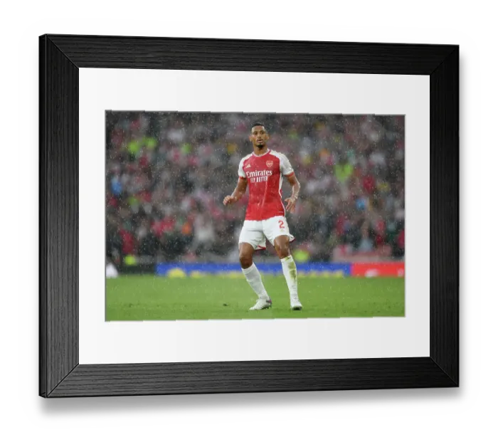Framed Print : William Saliba Watches Arsenal's Premier League Battle Against Fulham (2023-24)