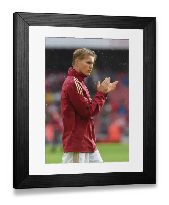 Framed Print : Arsenal's Odegaard Applauds Fans After Arsenal v Fulham Win in 2023-24 Premier League