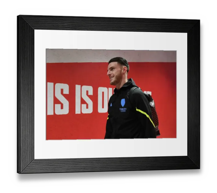 Framed Print : Arsenal's Declan Rice Arrives at Emirates Stadium Ahead of Arsenal v Manchester United (2023-24)