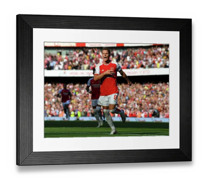 Framed Print : Odegaard Nets First Arsenal Goal: Arsenal 1-Manchester United, Premier League 2023-24