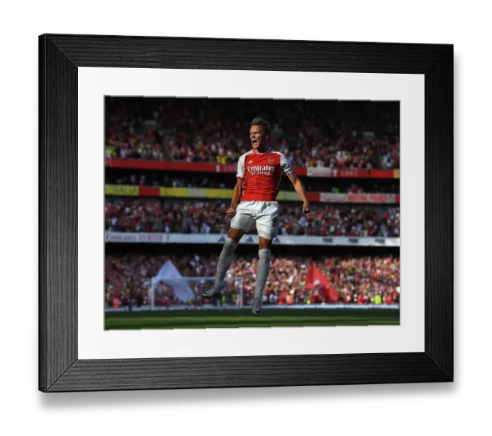 Framed Print : Odegaard Scores First Arsenal Goal: Arsenal 1-Manchester United, Premier League 2023-24