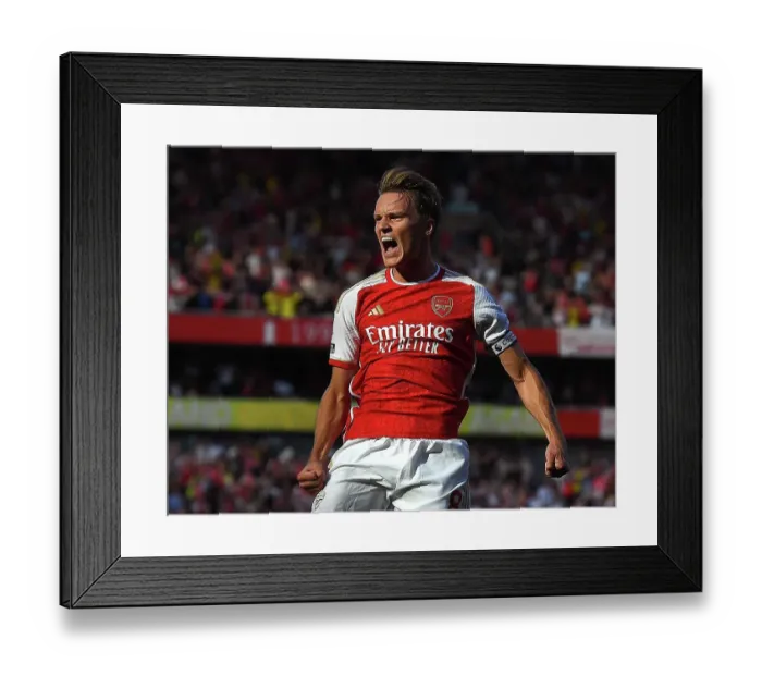 Framed Print : Arsenal's Odegaard Scores First Goal: Arsenal FC vs Manchester United, Premier League 2023-24 Framed Print : Arsenal's Odegaard Scores First Goal: Arsenal FC vs Manchester United, Premier League 2023-24