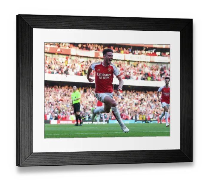 Framed Print : Arsenal's Rice Scores Second: Arsenal 2-Manchester United (2023-24)