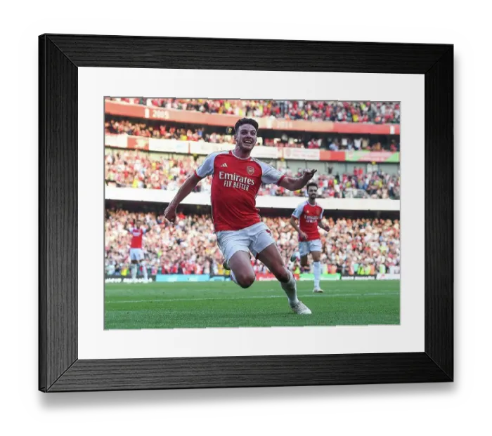 Framed Print : Arsenal's Rice Scores Second: Arsenal FC vs Manchester United, Premier League 2023-24
