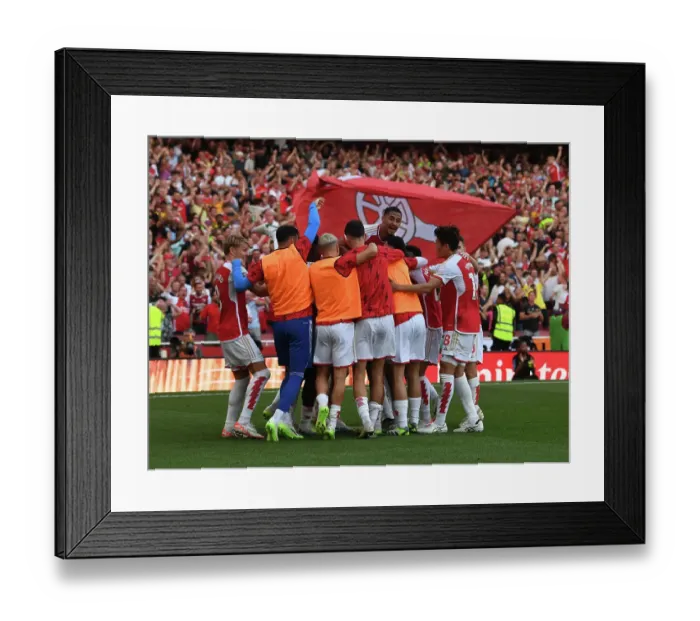 Framed Print : Arsenal's Triumph: Gabriel Jesus Scores the Decisive Goal Against Manchester United in the 2023-24 Premier League