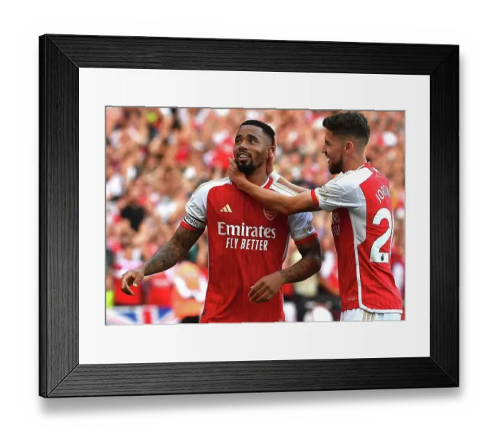 Framed Print : Arsenal's Triumph: Jesus Scores Hat-trick in Epic Arsenal vs. Manchester United Clash (2023-24)