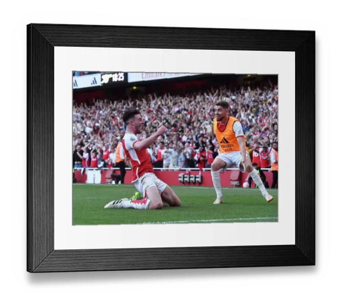 Framed Print : Arsenal's Double Strike: Rice and Jorginho Celebrate Against Manchester United (2023-24) Framed Print : Arsenal's Double Strike: Rice and Jorginho Celebrate Against Manchester United (2023-24)