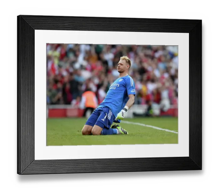 Framed Print : Arsenal's Triumph: Ramsdale's Hat-trick Leads Arsenal Past Manchester United in 2023-24 Premier League
