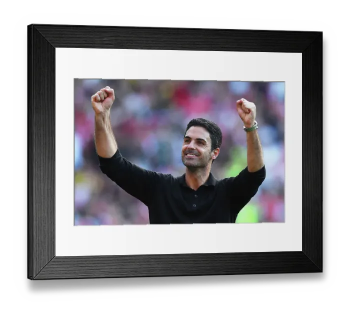 Framed Print : Arsenal's Victory: Mikel Arteta Celebrates Over Manchester United in 2023-24 Premier League
