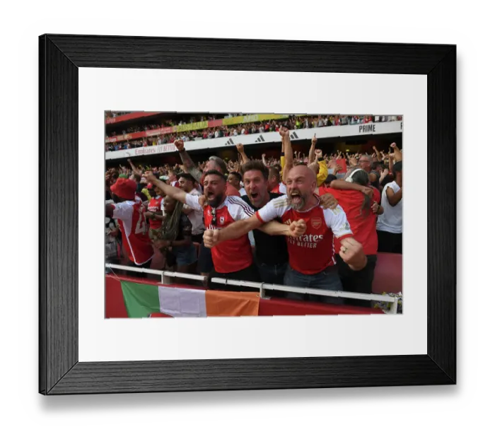 Framed Print : Arsenal Fans Celebrate Second Goal Against Manchester United in 2023-24 Premier League