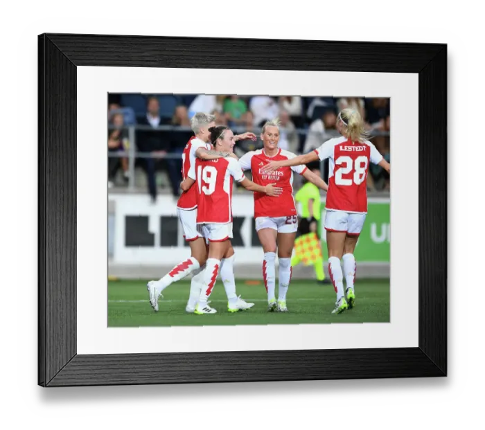 Framed Print : Arsenal Women Celebrate Goals in UEFA Champions League Victory over Linkopings FC, Sweden (2023-24) Framed Print : Arsenal Women Celebrate Goals in UEFA Champions League Victory over Linkopings FC, Sweden (2023-24)