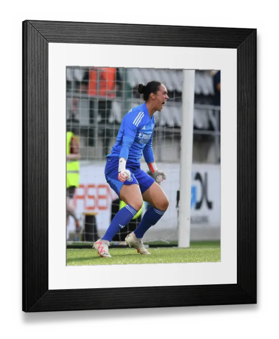 Framed Print : Manuela Zinsberger's Penalty Save Secures Arsenal Women's UEFA Champions League Victory over Paris FC Framed Print : Manuela Zinsberger's Penalty Save Secures Arsenal Women's UEFA Champions League Victory over Paris FC