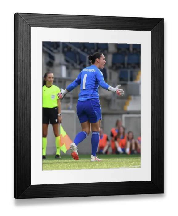 Framed Print : Manuela Zinsberger's Penalty Save Secures Historic Arsenal Women's Champions League Victory