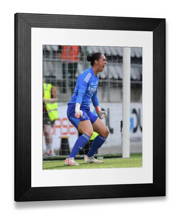 Framed Print : Arsenal Women's Champions League Triumph: Manuela Zinsberger's Penalty Save Seals Victory over Paris FC