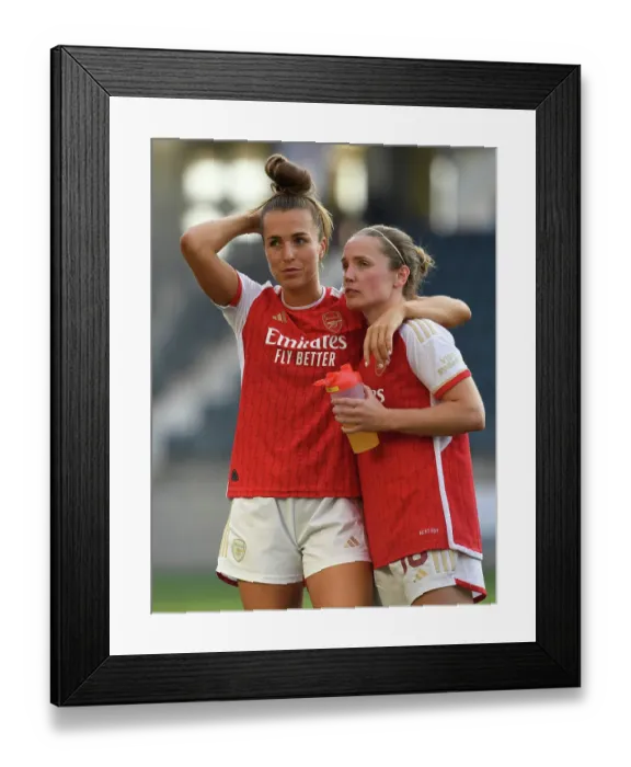 Framed Print : Disappointment and Determination: Arsenal Women's Heartbreaking Penalty Shootout Loss to Paris FC - Lia Walti and Kim Little's Reaction Framed Print : Disappointment and Determination: Arsenal Women's Heartbreaking Penalty Shootout Loss to Paris FC - Lia Walti and Kim Little's Reaction