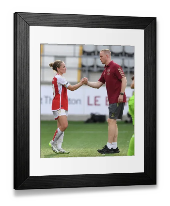 Framed Print : Arsenal Women Celebrate UEFA Champions League Victory: Kim Little and Jonas Eidevall Embrace Triumph Framed Print : Arsenal Women Celebrate UEFA Champions League Victory: Kim Little and Jonas Eidevall Embrace Triumph