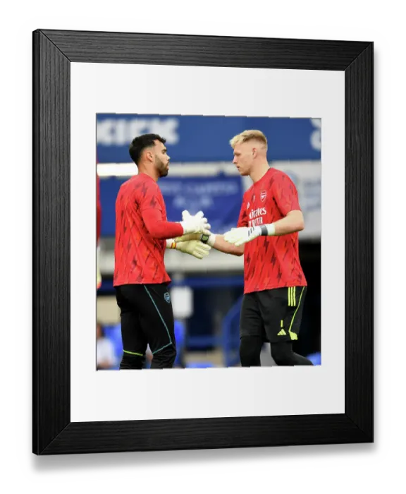 Framed Print : Arsenal Goalkeepers David Raya and Aaron Ramsdale Before Everton FC Match, Premier League 2023-24