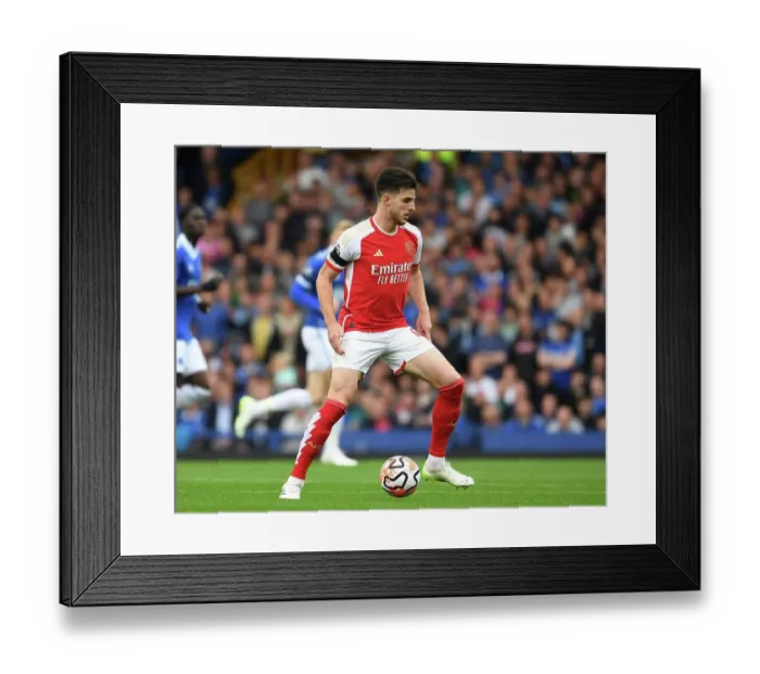 Framed Print : Declan Rice Charges Forward: Everton vs. Arsenal, Premier League 2023-24 Framed Print : Declan Rice Charges Forward: Everton vs. Arsenal, Premier League 2023-24