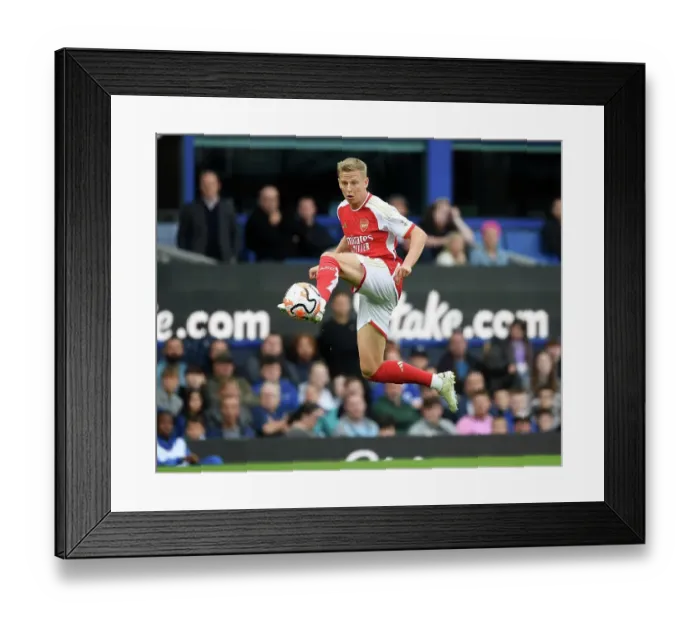 Framed Print : Zinchenko in Control: Everton vs. Arsenal, Premier League 2023-24