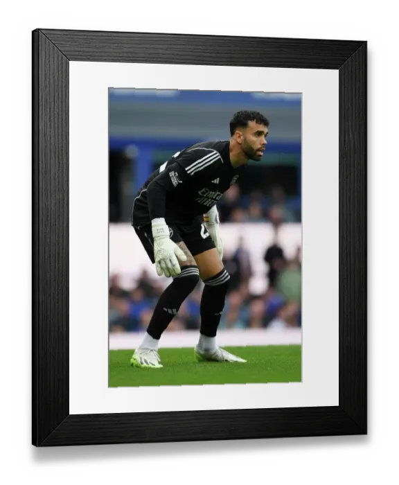 Framed Print : Arsenal's David Raya Amidst the Intense Atmosphere: Everton vs Arsenal (2023-24 Premier League)