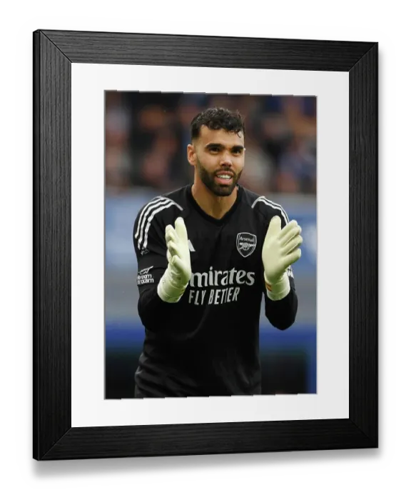 Framed Print : Arsenal's David Raya Reacts During Everton vs Arsenal Premier League Clash (2023-24) Framed Print : Arsenal's David Raya Reacts During Everton vs Arsenal Premier League Clash (2023-24)