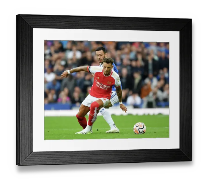 Framed Print : Clash at Goodison Park: Everton vs. Arsenal, Premier League 2023-24 - White vs. McNeil Battle Framed Print : Clash at Goodison Park: Everton vs. Arsenal, Premier League 2023-24 - White vs. McNeil Battle
