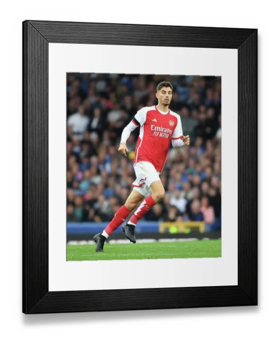 Framed Print : Havertz Ponders at Goodison Park: Everton vs Arsenal, Premier League 2023-24