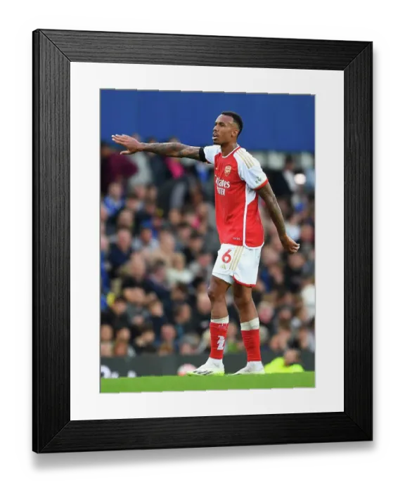 Framed Print : Gabriel's Gesture: Everton vs. Arsenal, Premier League 2023-24 Framed Print : Gabriel's Gesture: Everton vs. Arsenal, Premier League 2023-24