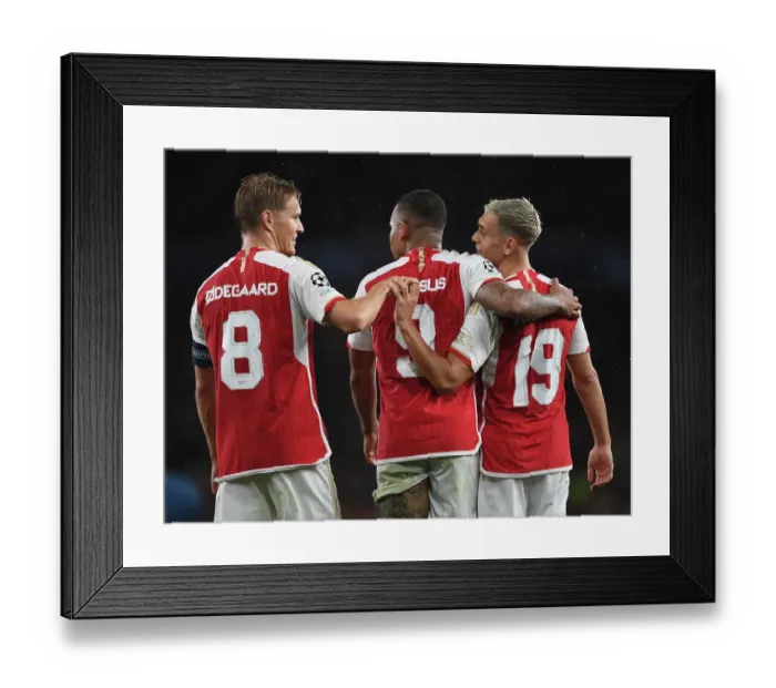Framed Print : Gabriel Jesus Hat-trick: Arsenal Secures Champions League Victory Over PSV Eindhoven